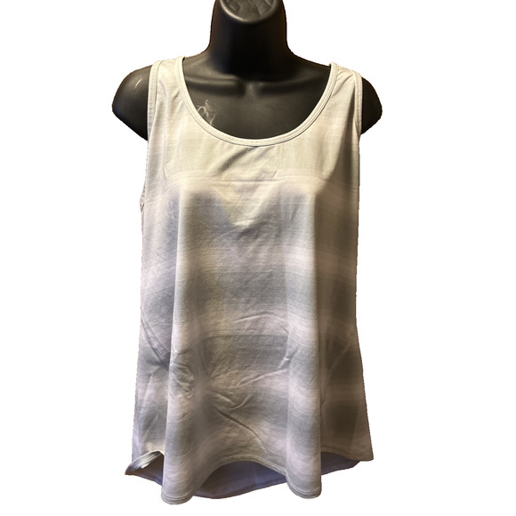Athleta Breezy Tank Top Womens 1X Blue White Stripe Print Workout Shirt - Picture 1 of 6